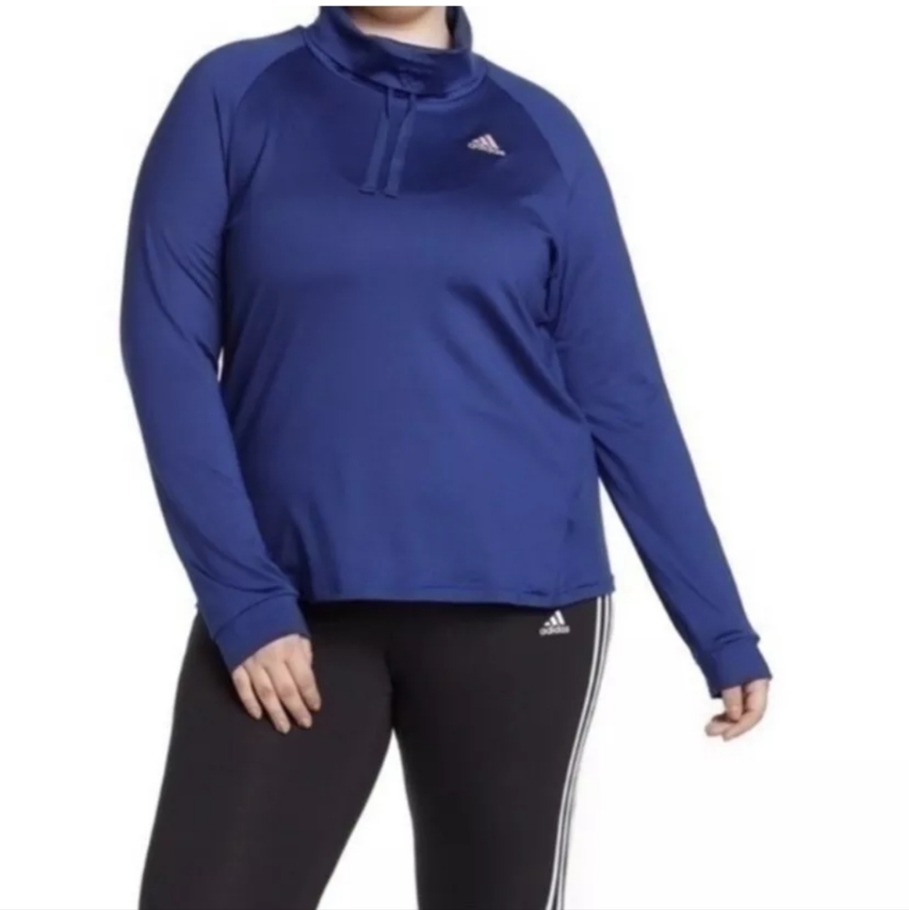 Adidas‎ NWT Women's Plus Designed Move High Cowl Neck Sweatshirt in Blue Size 1X
